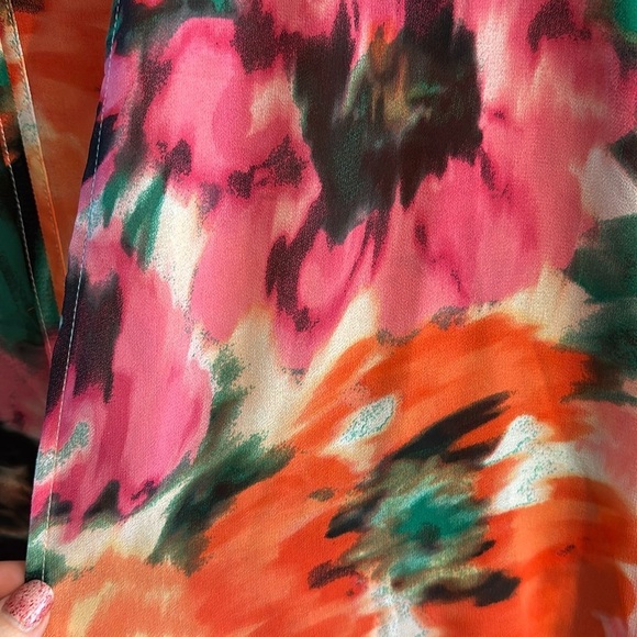 NWOT Colleen Lopez open front cover Pink & Orange floral sheer XL - Picture 2 of 6